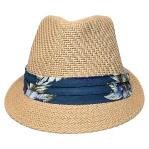 Kooringal Straw‎ Hat Fedora with Floral Ribbon Band Size 57cm